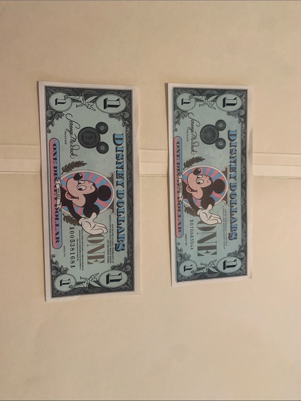 Disney Dollars from the 1908’sz